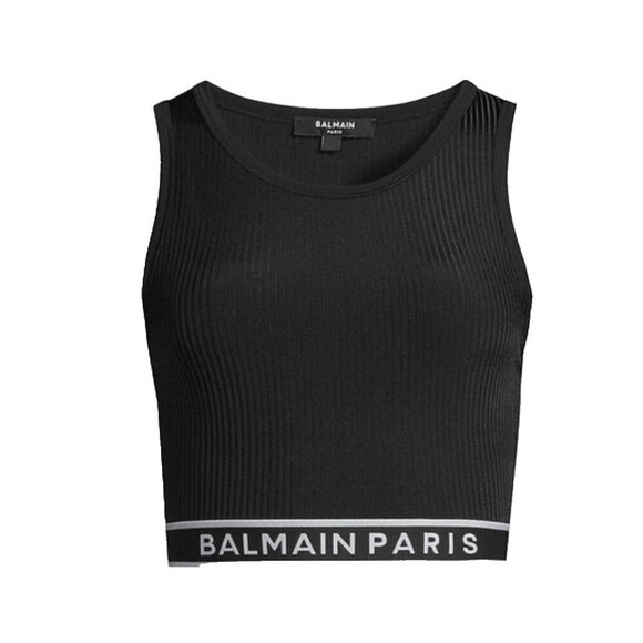 Balmain Paris black logo crop tank Top size 34 XS - Picture 9 of 9